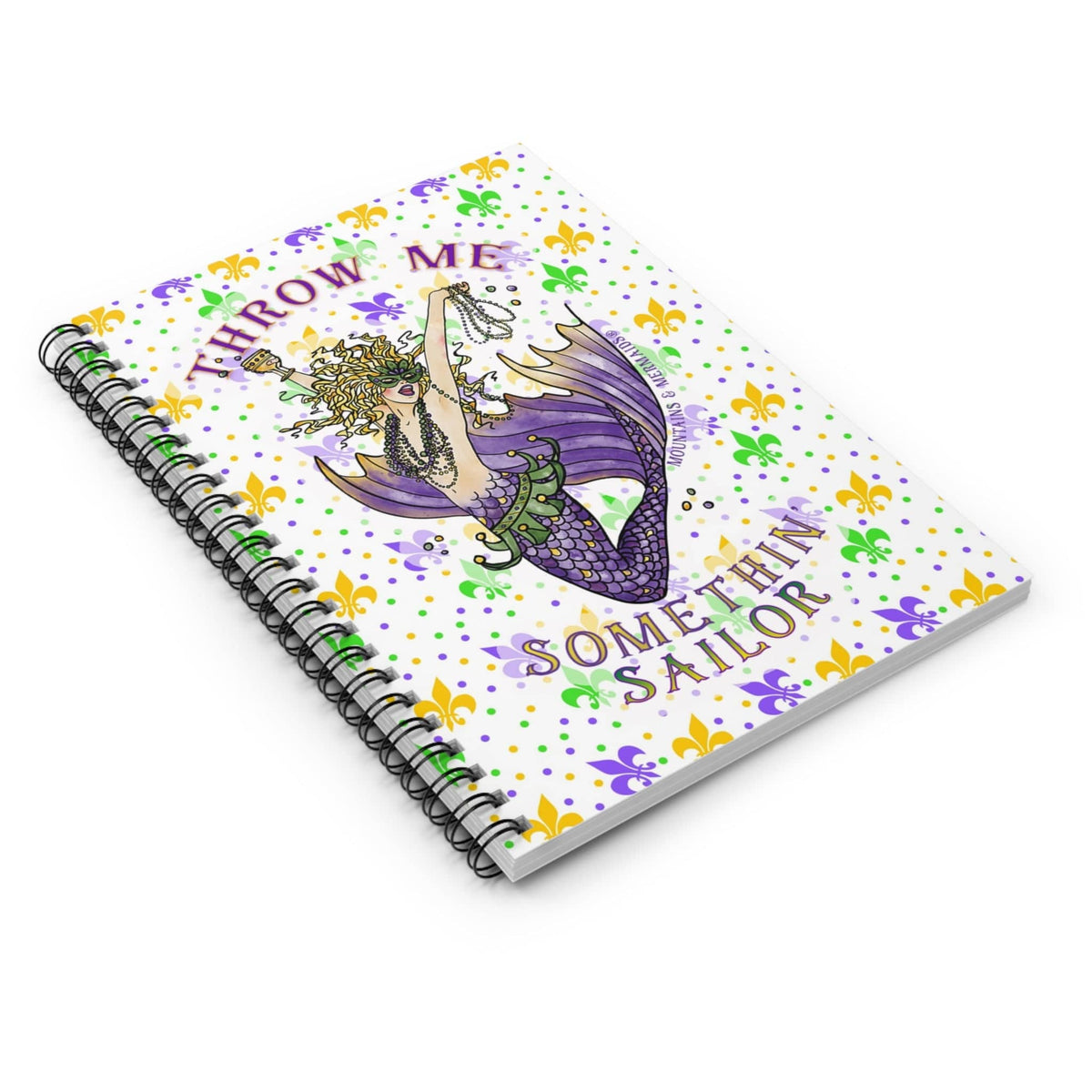 Mountains & Mermaids Mardi Gras Spiral Notebook - Ruled Line One Size 33971850038005842298