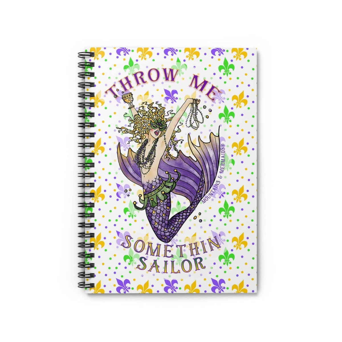 Mountains &amp; Mermaids Mardi Gras Spiral Notebook - Ruled Line One Size 33971850038005842298