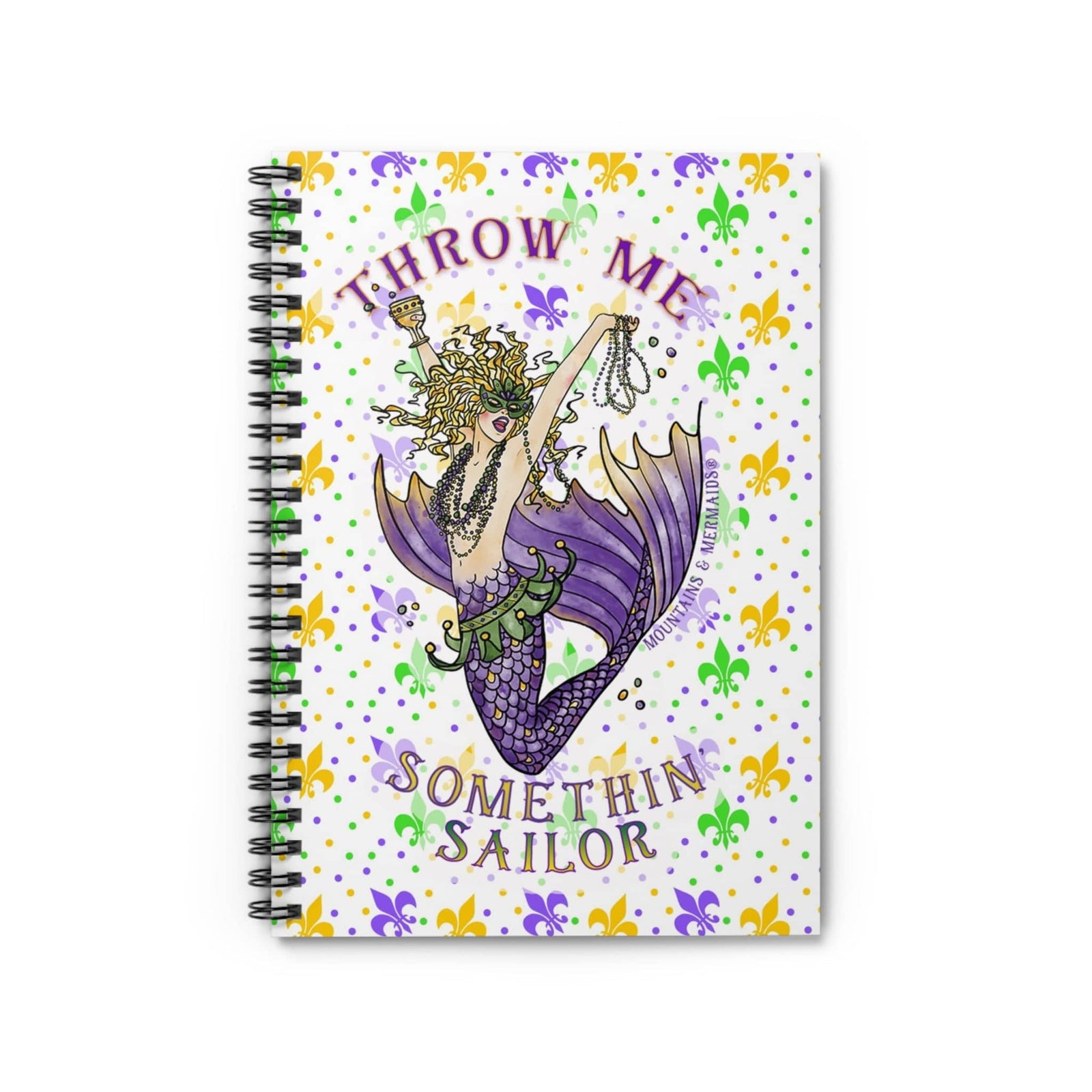 Mountains & Mermaids Mardi Gras Spiral Notebook - Ruled Line One Size 33971850038005842298