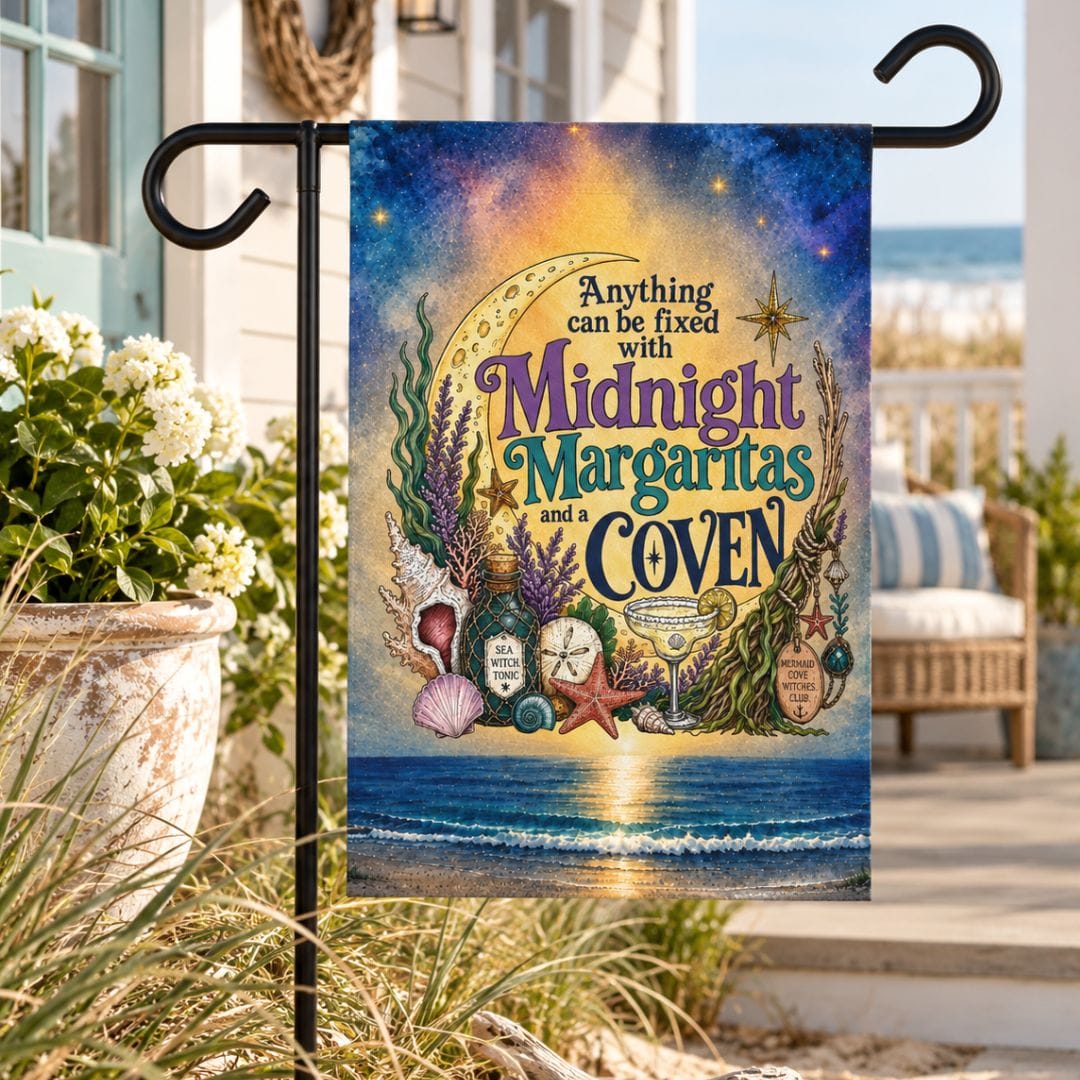 Mountains & Mermaids Mermaid Coven House Flag, (Moonlit Ocean) 12'' × 18'' 17023192521102912150