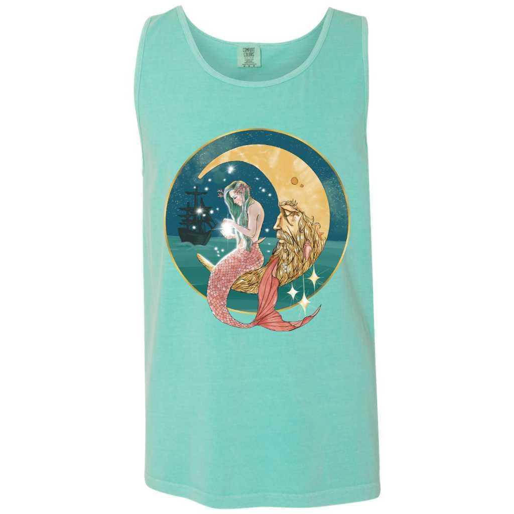 Mountains &amp; Mermaids Mermaid In The Moon Boyfriend Tank Small / Chalky Mint MM2198