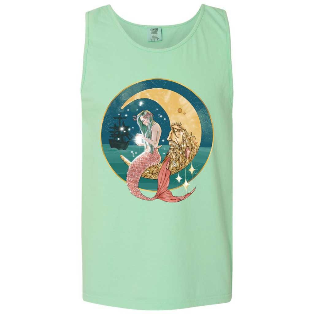 Mountains & Mermaids Mermaid In The Moon Boyfriend Tank Small / Chalky Mint MM2198