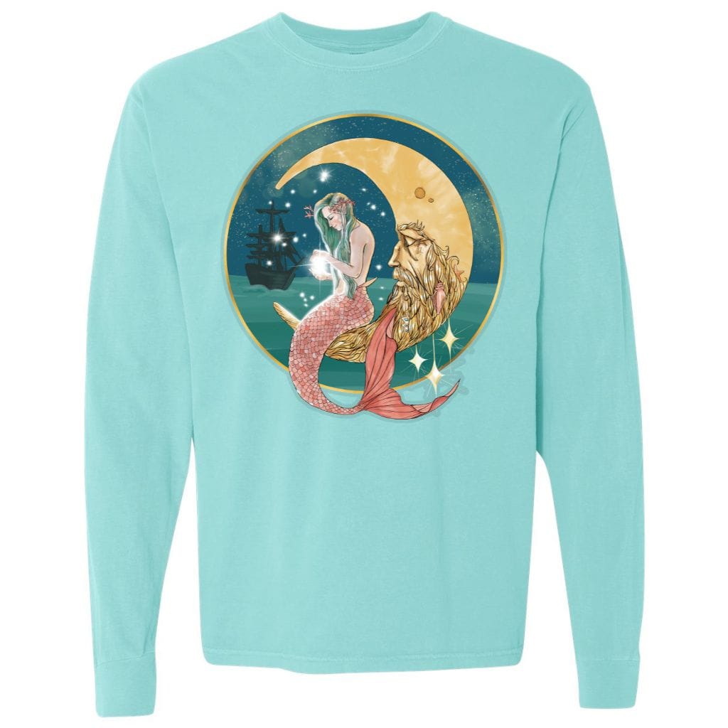 Mountains &amp; Mermaids Mermaid In The Moon Long Sleeve T-Shirt Small / Chalky Mint MM2258