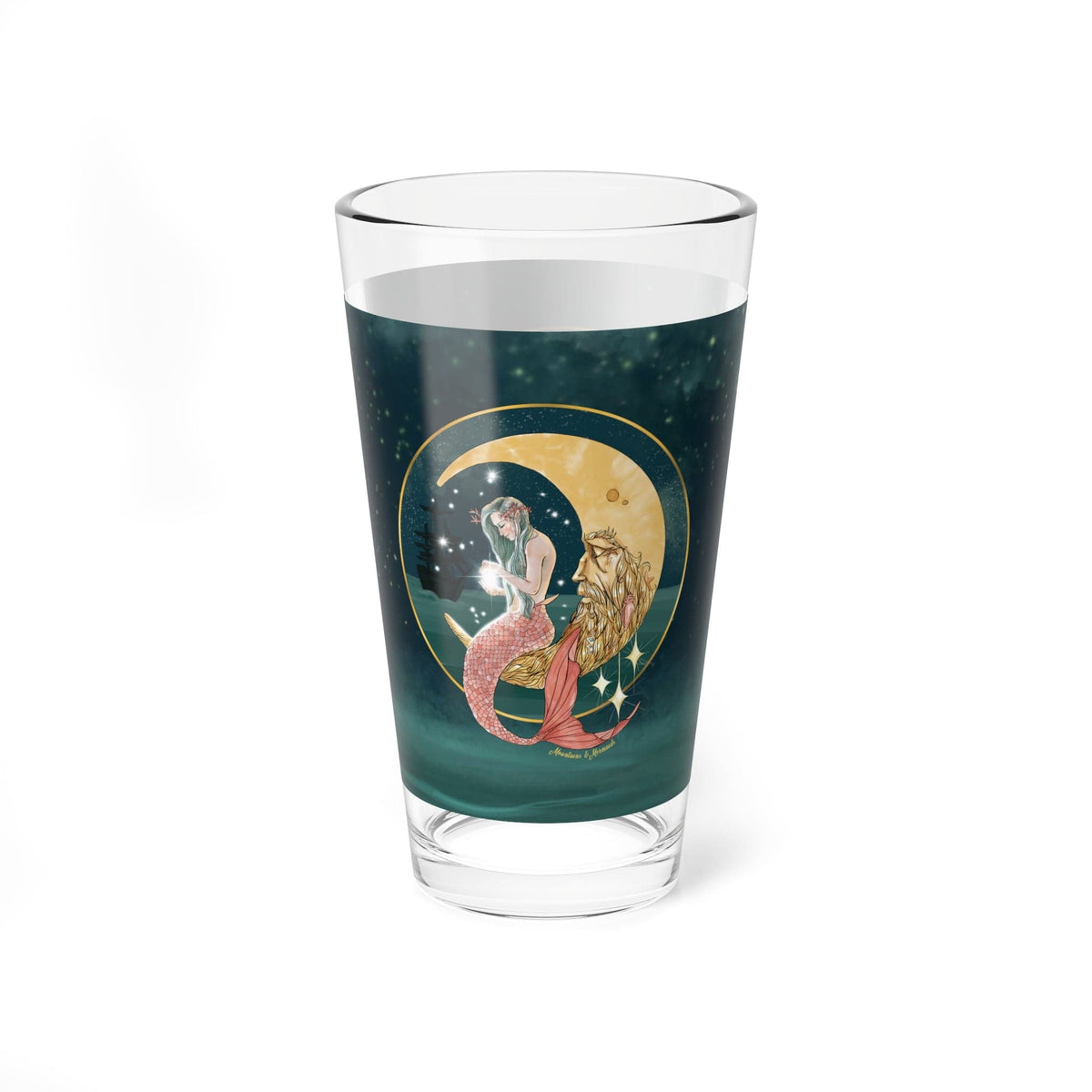 Mountains &amp; Mermaids MERMAID IN THE MOON PINT GLASS, 16OZ 16oz 25303254082441947239