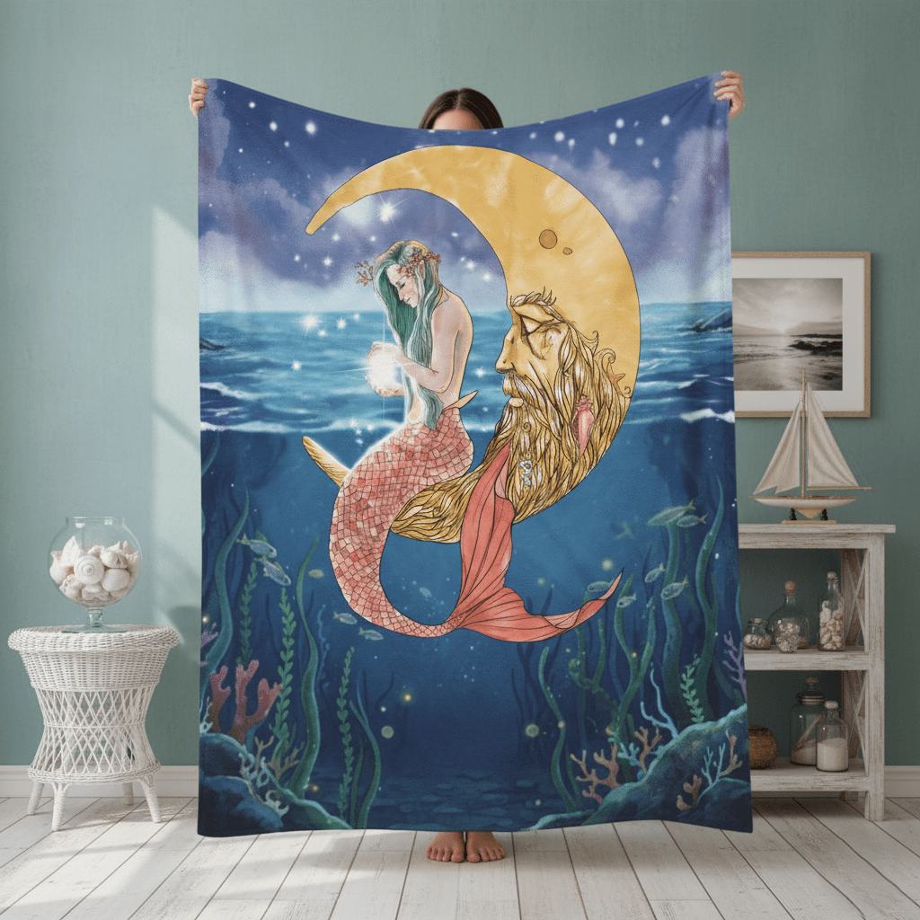Mountains & Mermaids Mermaid In The Moon Plush Blanket