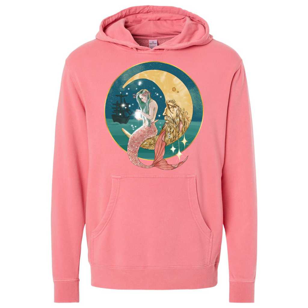 Mountains & Mermaids Mermaid In The Moon Pullover Hoodie Small / Pigment Pink MM2326