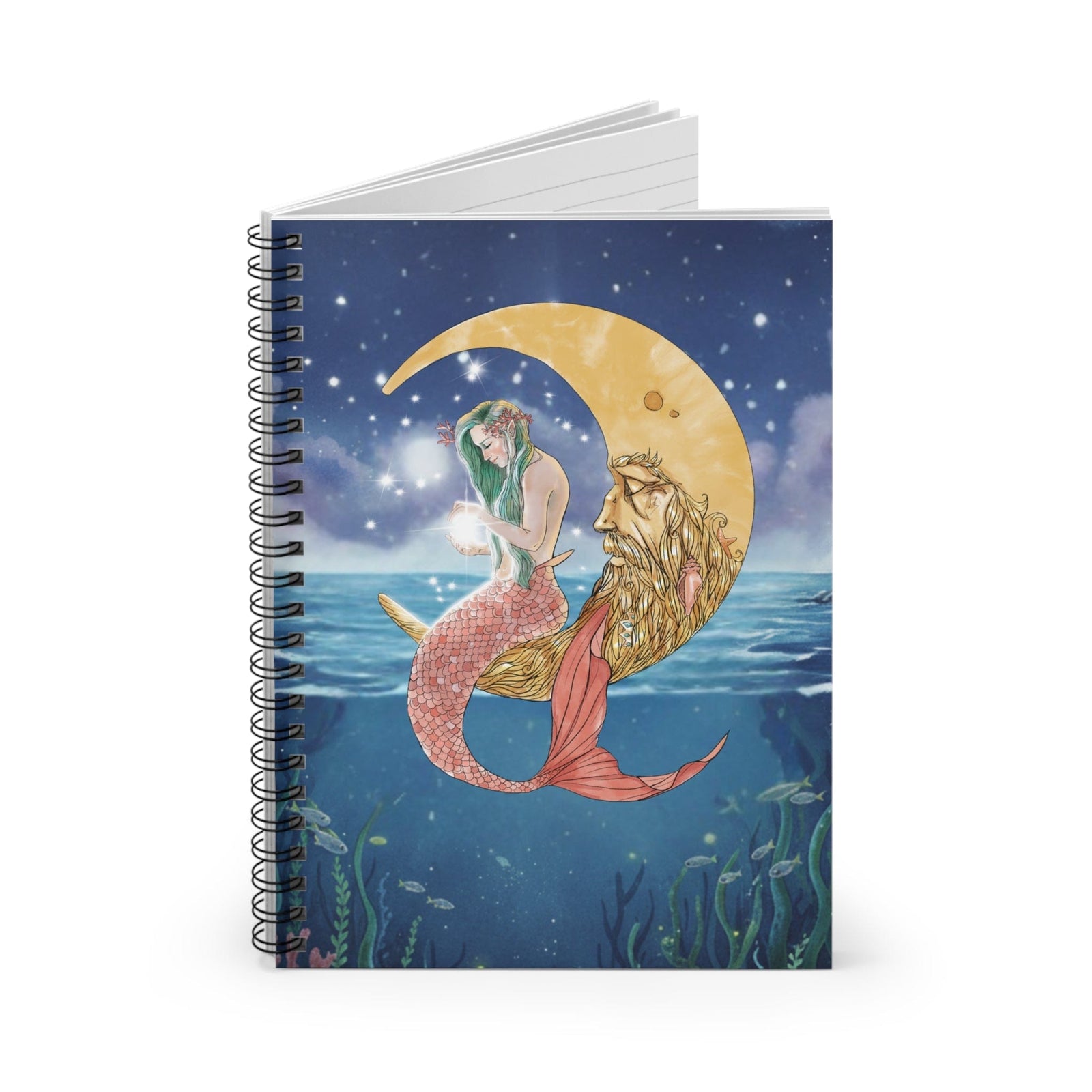 Mountains & Mermaids Mermaid In The Moon Spiral Notebook - Ruled Line One Size 32011574019877830286