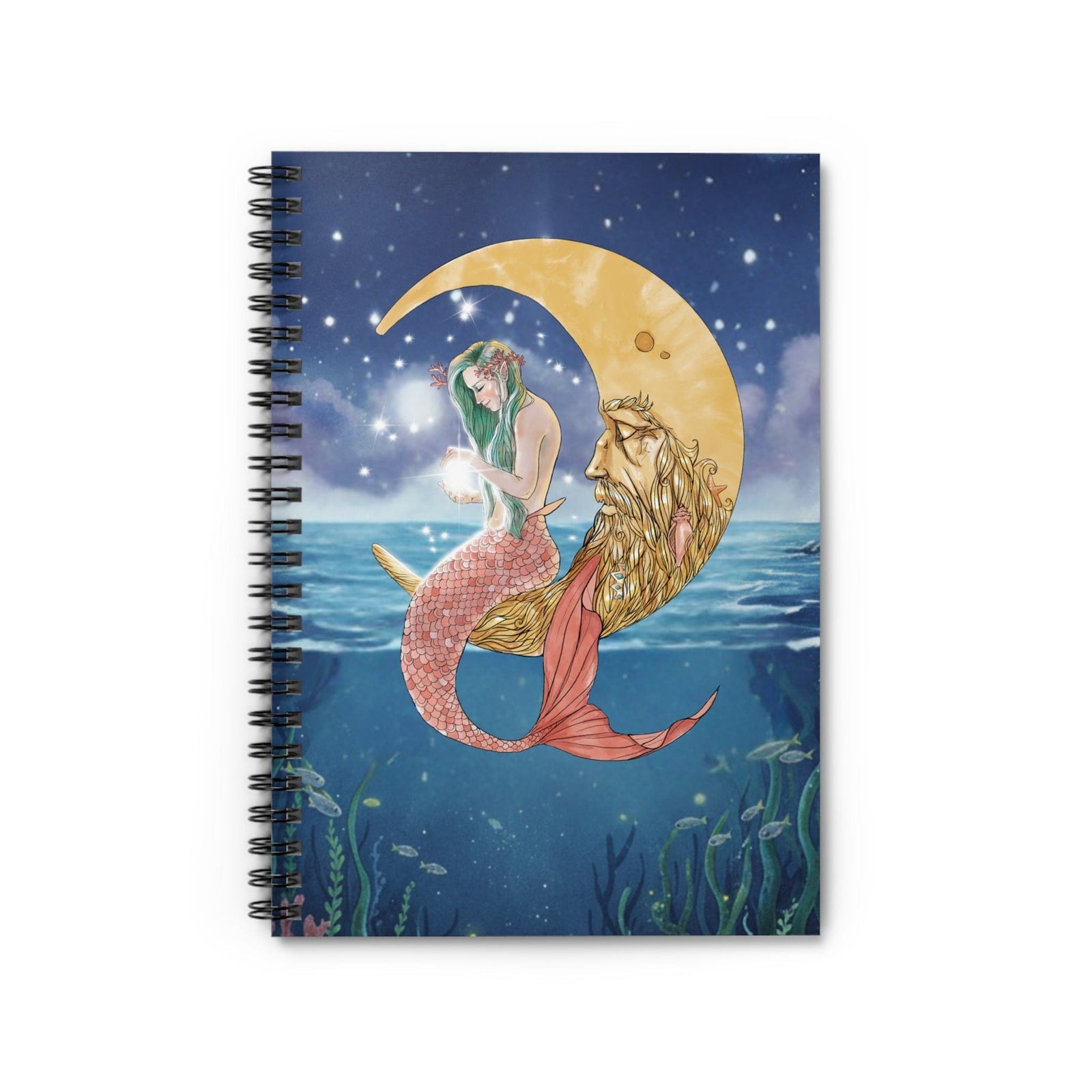 Mountains & Mermaids Mermaid In The Moon Spiral Notebook - Ruled Line One Size 32011574019877830286