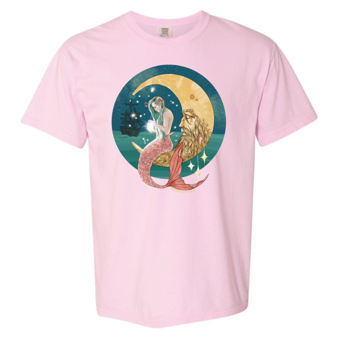 Mountains & Mermaids Mermaid In The Moon T-Shirt (Blush) Small / Blush