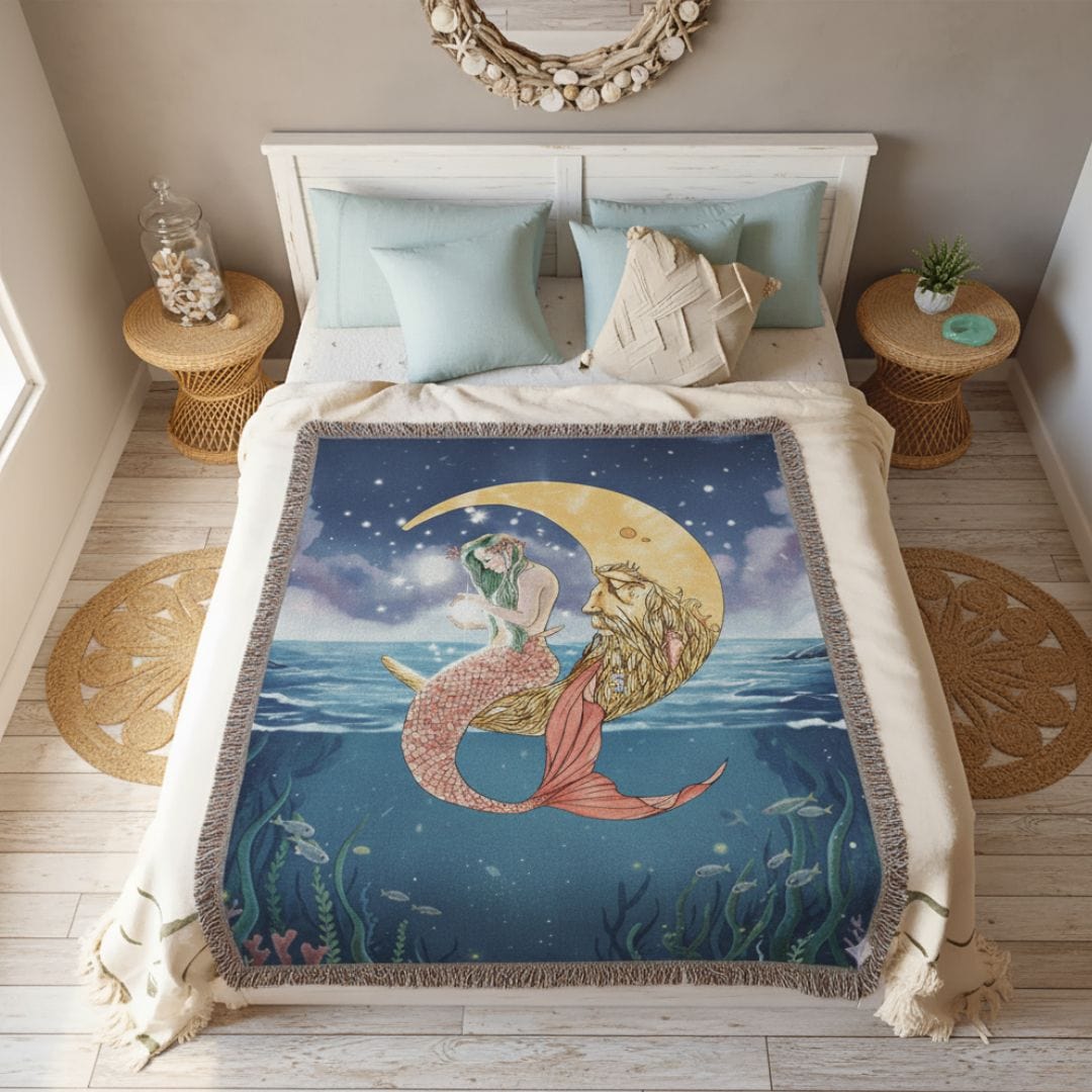 Mountains & Mermaids Mermaid in the Moon Woven Throw Blanket