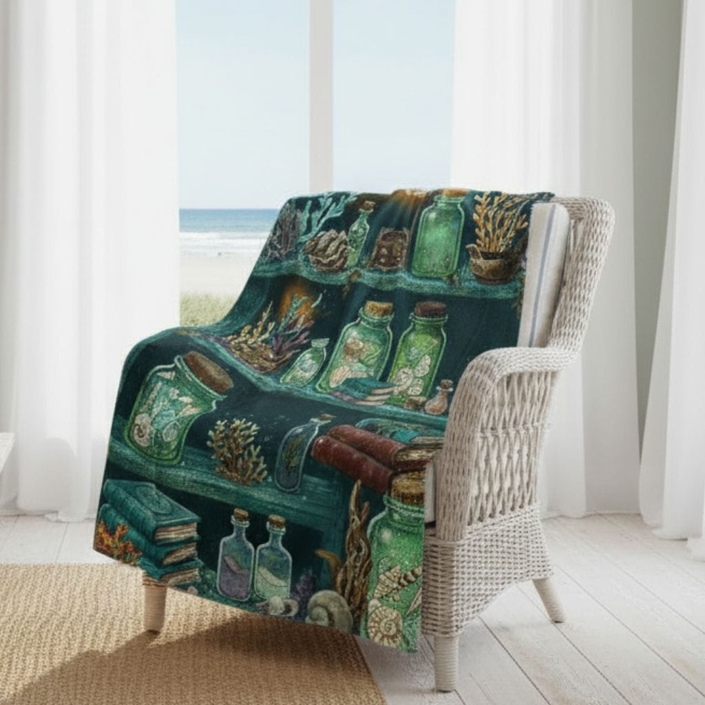 Mountains & Mermaids Mermaid's Bookshelf Plush Blanket
