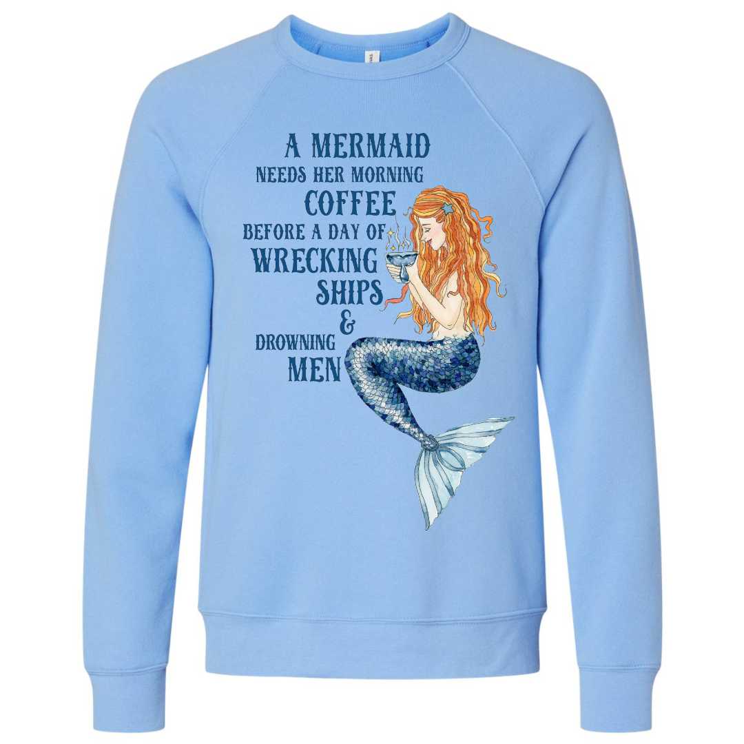 Mountains & Mermaids Mermaid's Brew Crewneck Sweatshirt (Carolina Blue) Small MM2914
