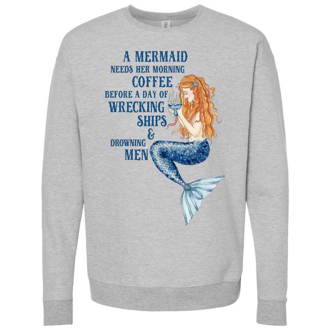 Mountains &amp; Mermaids Mermaid&#39;s Brew Crewneck Sweatshirt (Gray) Small MM4476