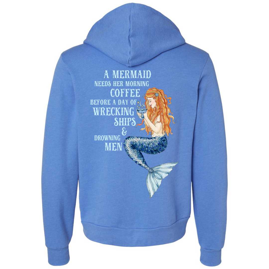 Mountains & Mermaids Mermaid’s Brew Fleece Zip Hoodie (Columbia Blue) Small MM1290