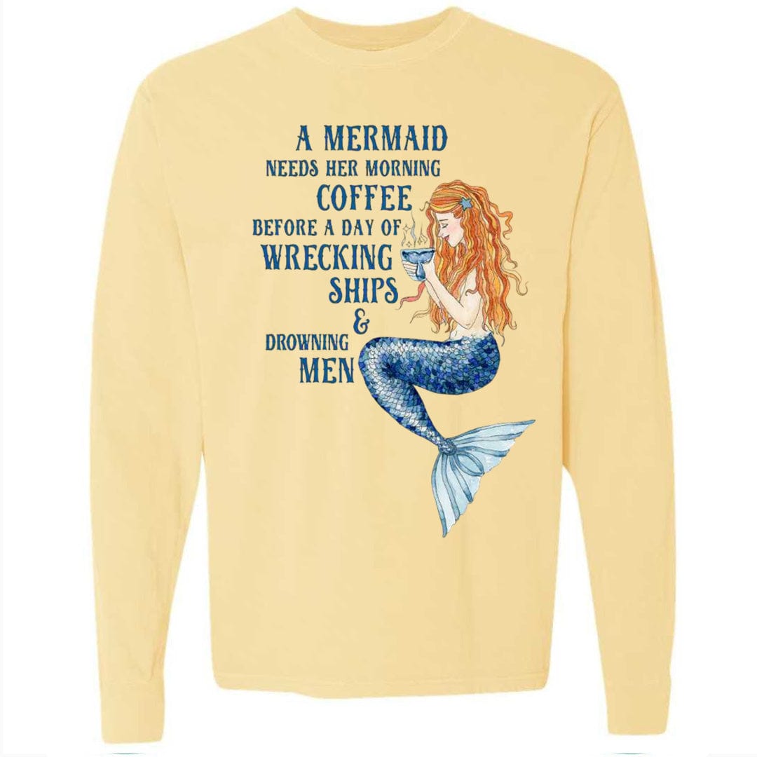 Mountains &amp; Mermaids Mermaid&#39;s Brew Long Sleeve T-Shirt (Butter) Small MM4458