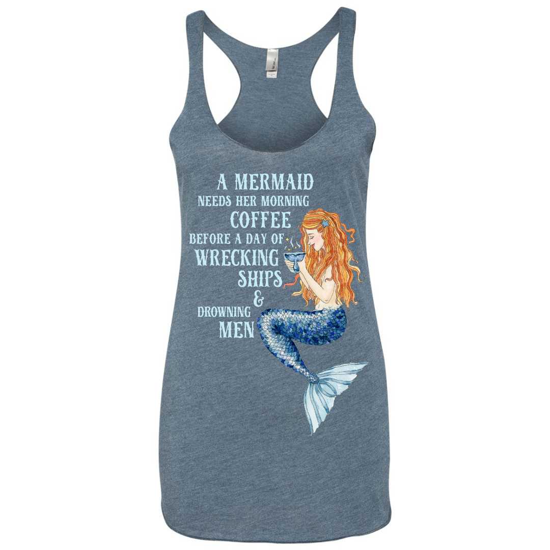 Mountains &amp; Mermaids Mermaid&#39;s Brew Racerback Tank (Indigo) Small MM564