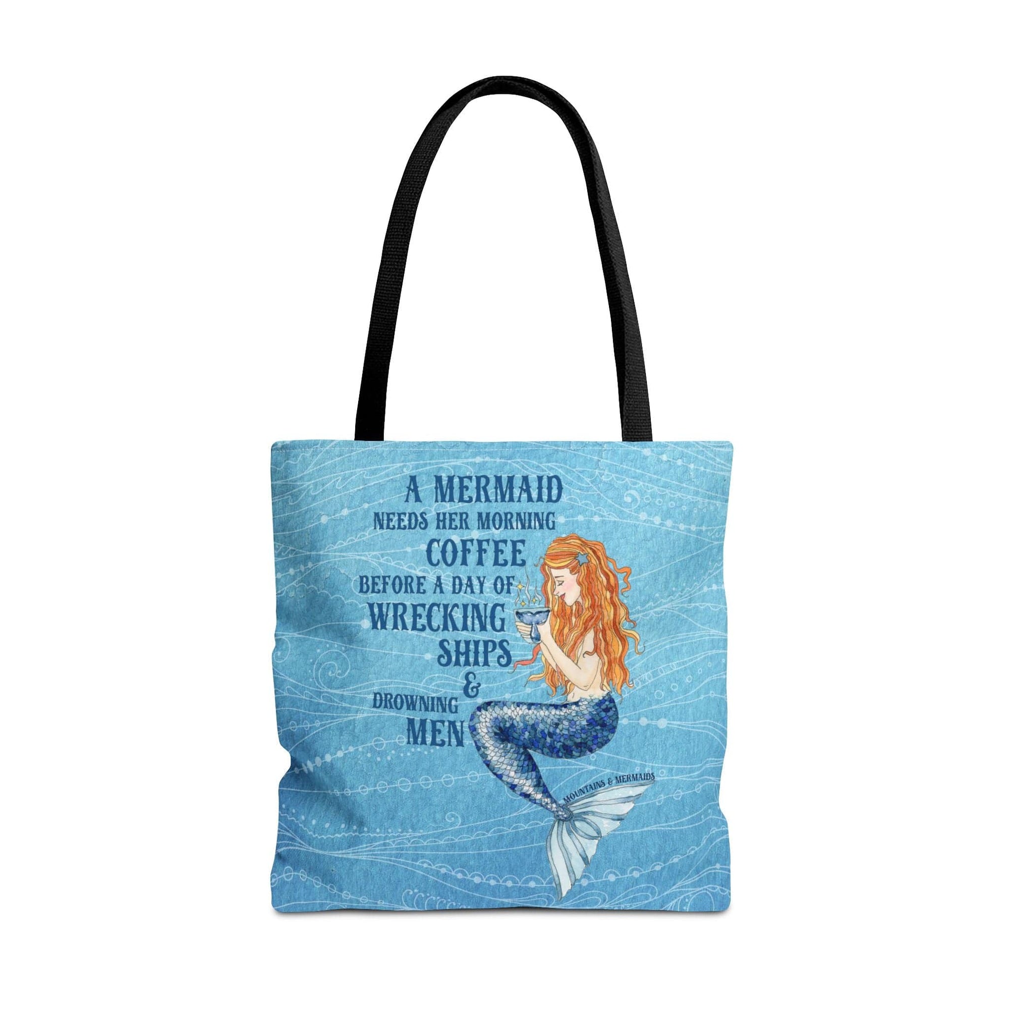 Mountains & Mermaids Mermaid's Brew Tote Bag 18" × 18'' / Black 28016006077066277452