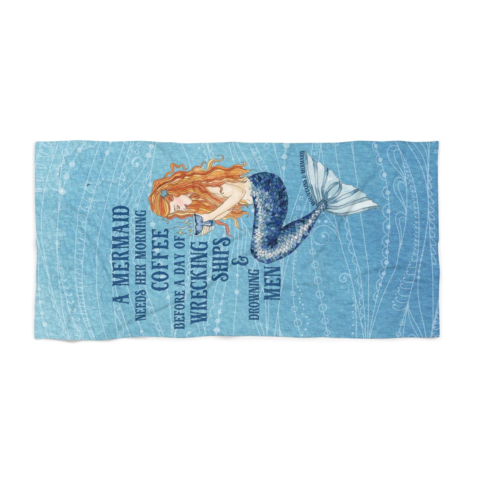 Mountains & Mermaids Mermaids Brew Beach Towel 36" × 72" 25879835935271366487