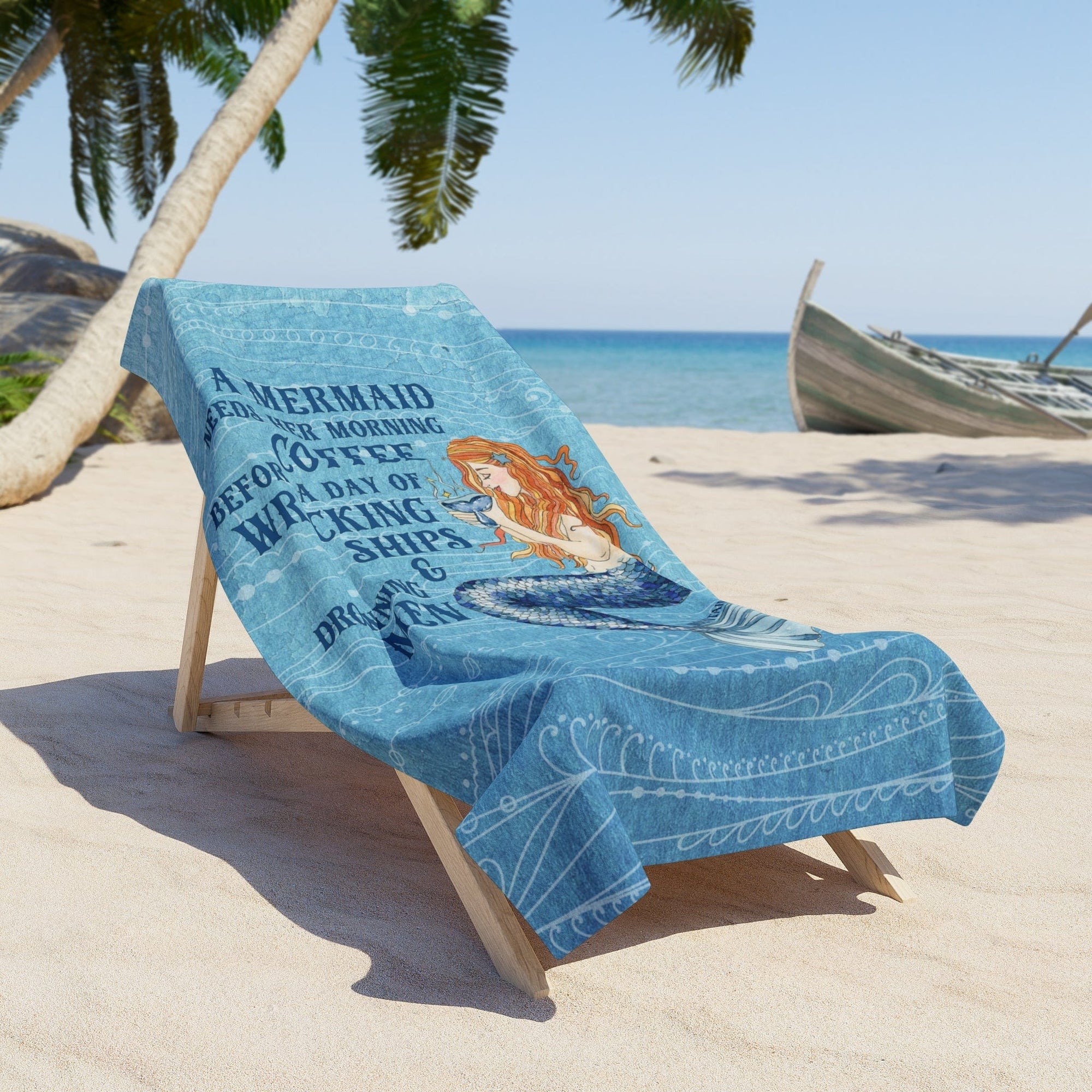 Mountains & Mermaids Mermaids Brew Beach Towel 36" × 72" 25879835935271366487