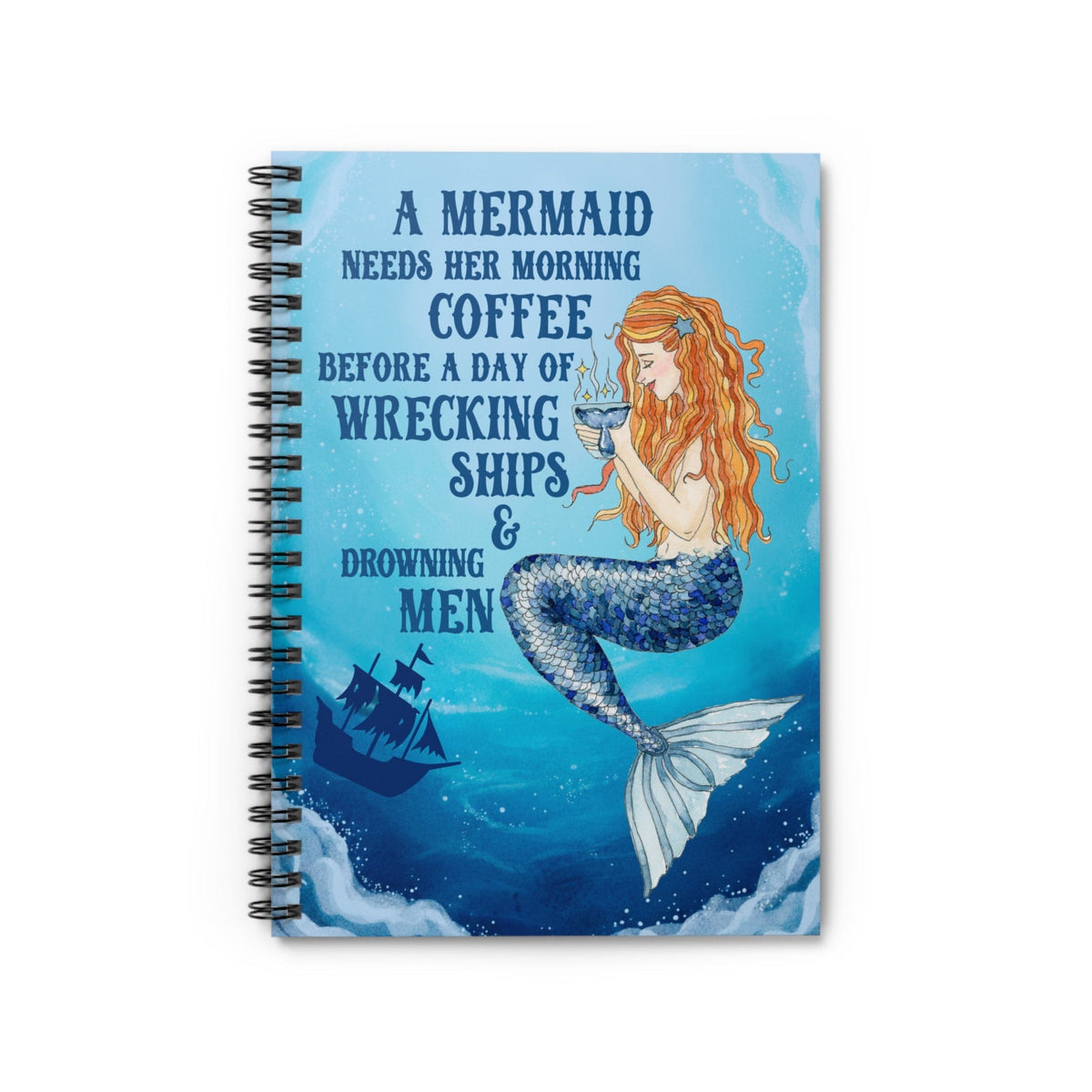 Mountains &amp; Mermaids Mermaids Brew Coffee Spiral Notebook - Ruled Line One Size 24224260277651724340