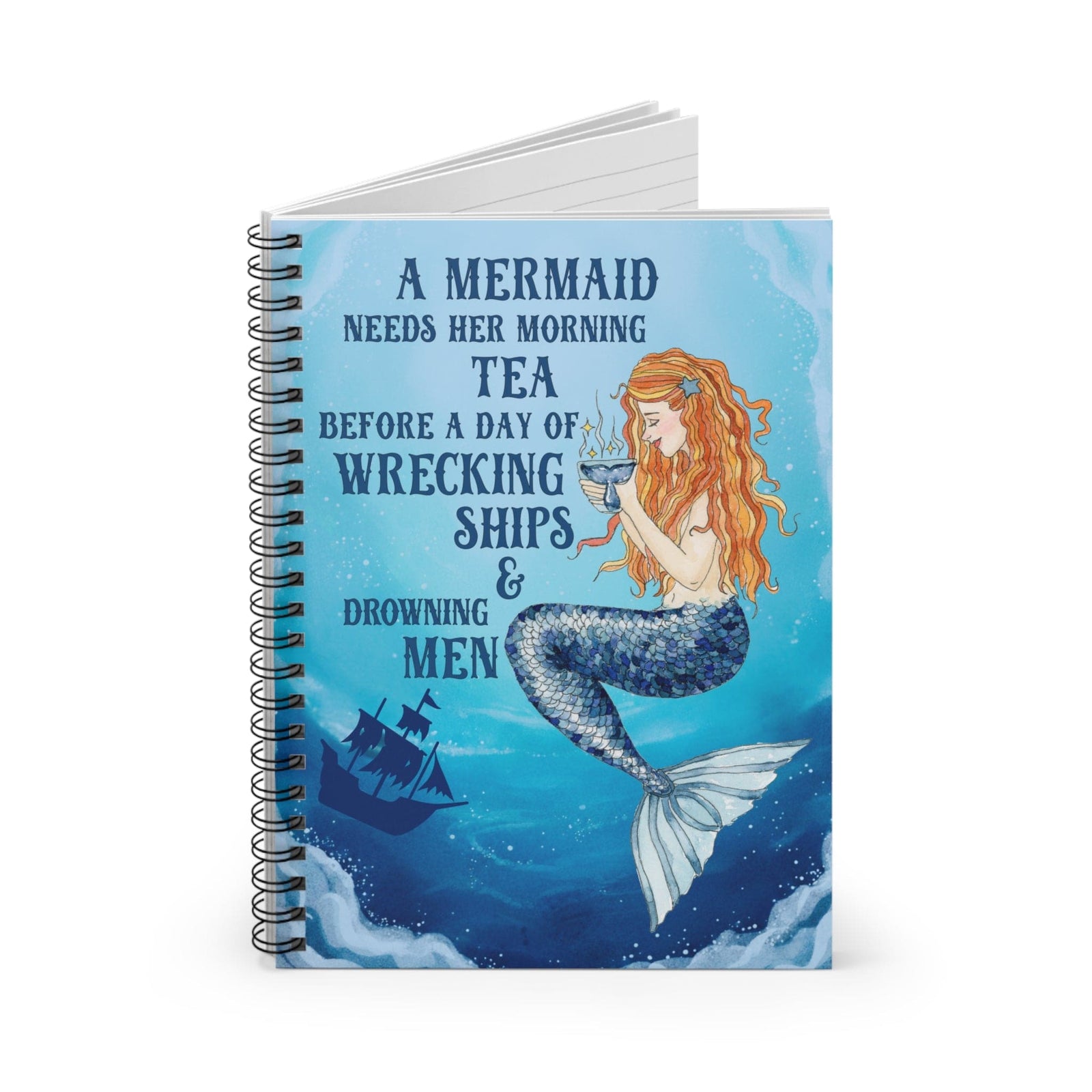 Mountains & Mermaids Mermaids Brew Tea Spiral Notebook - Ruled Line One Size 17605484742549563582