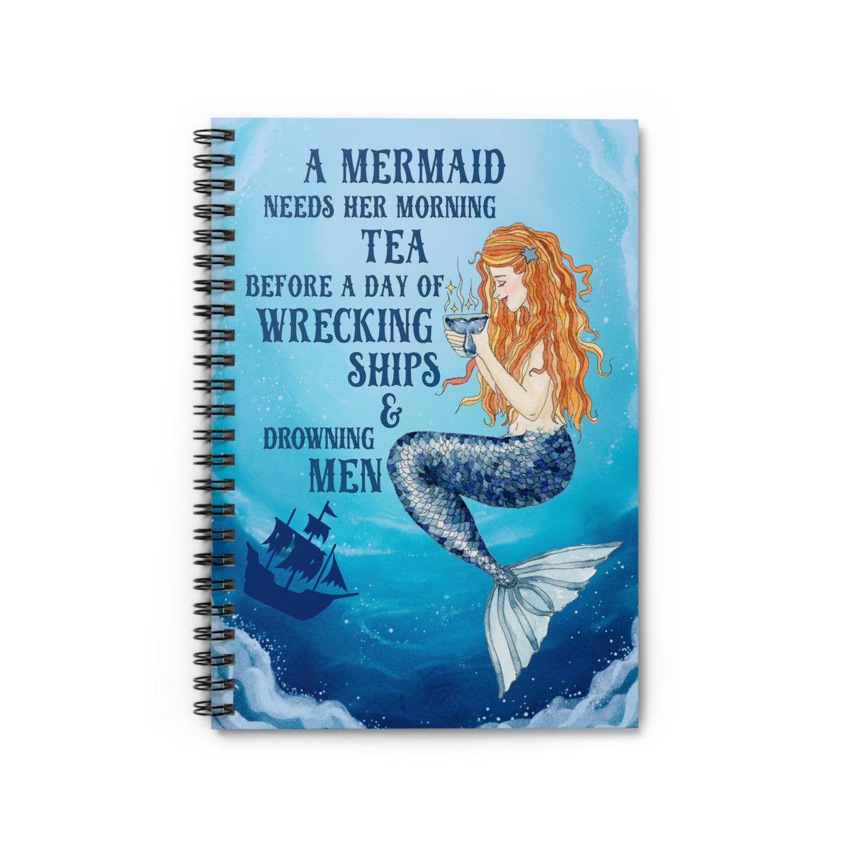 Mountains &amp; Mermaids Mermaids Brew Tea Spiral Notebook - Ruled Line One Size 17605484742549563582