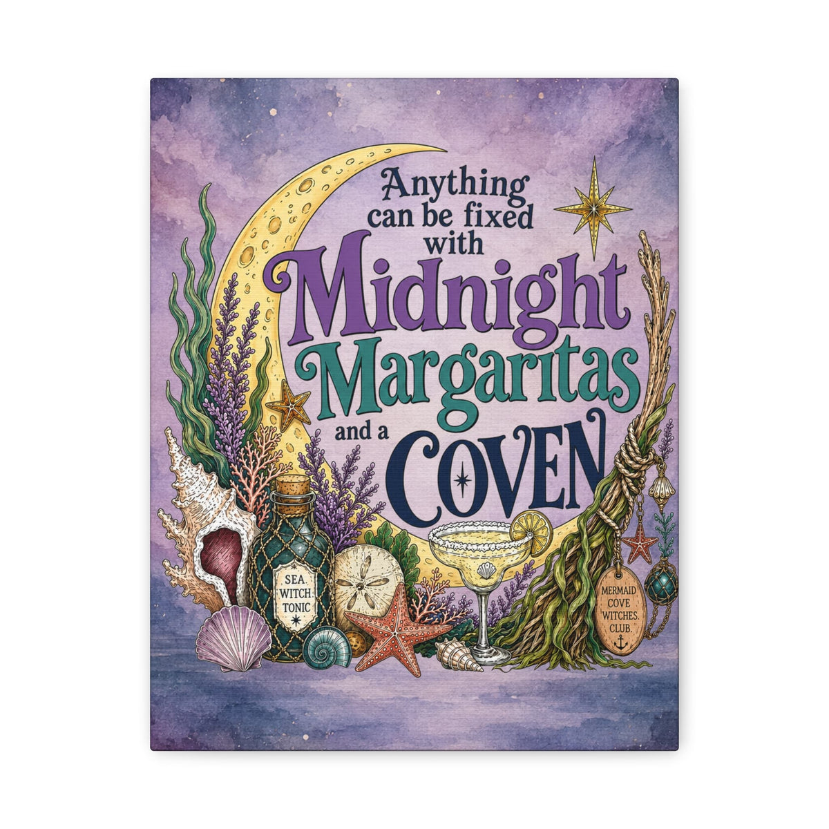 Mountains & Mermaids Midnight Margaritas & a Coven Matte Canvas Wall Art 11″ x 14″ (Vertical) / 1.25" 62543199506409842974