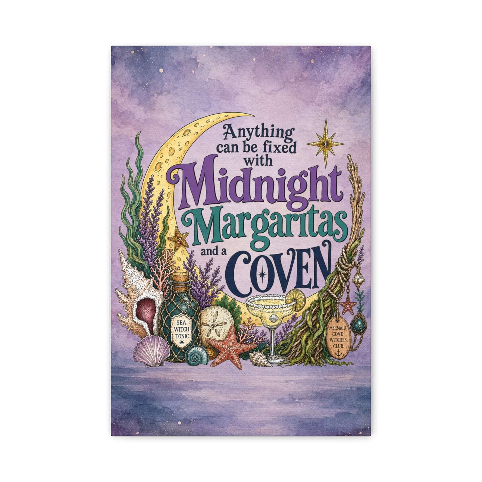 Mountains & Mermaids Midnight Margaritas & a Coven Matte Canvas Wall Art 12″ x 18″ (Vertical) / 1.25" 15779186671492009491