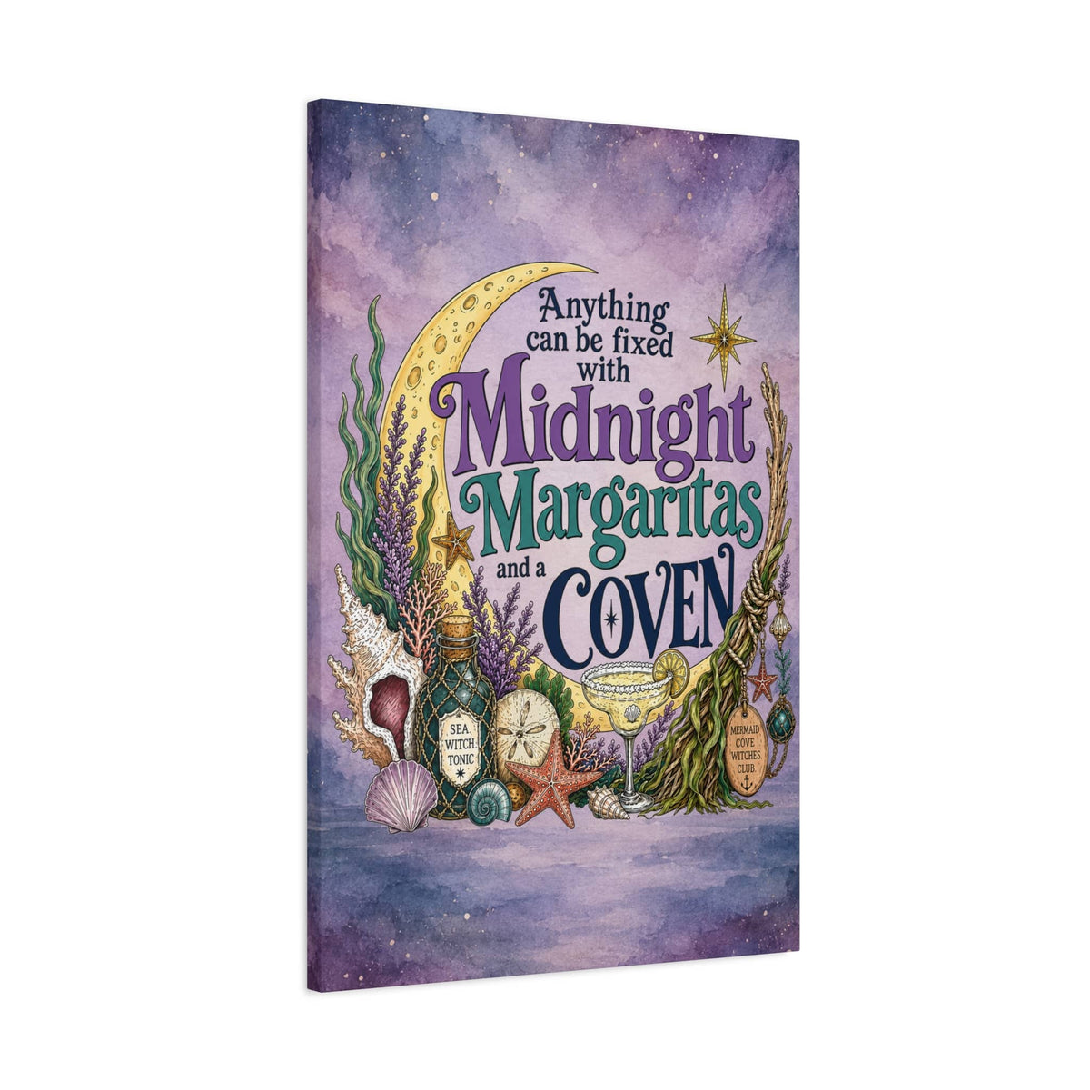 Mountains & Mermaids Midnight Margaritas & a Coven Matte Canvas Wall Art