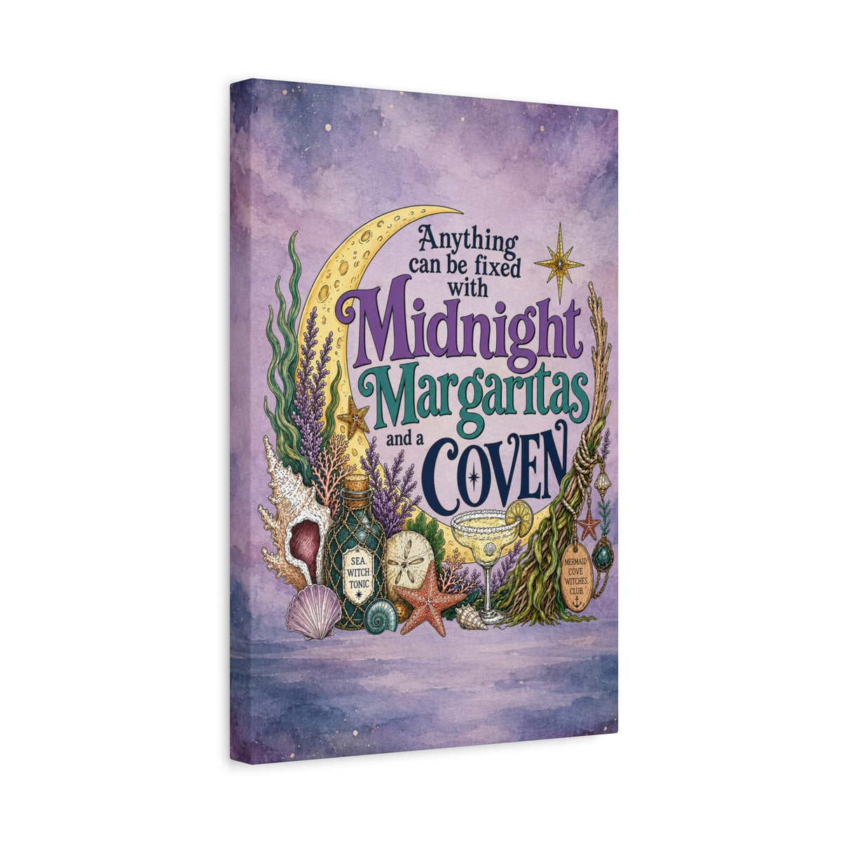 Mountains & Mermaids Midnight Margaritas & a Coven Matte Canvas Wall Art