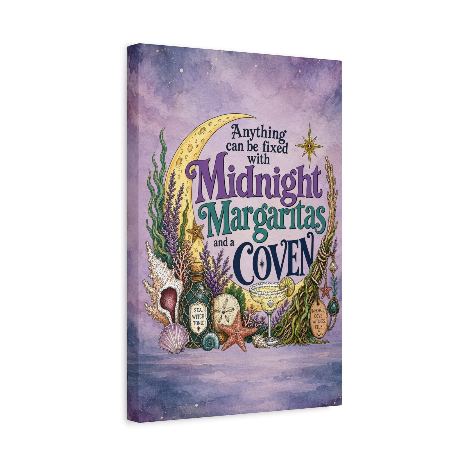 Mountains & Mermaids Midnight Margaritas & a Coven Matte Canvas Wall Art