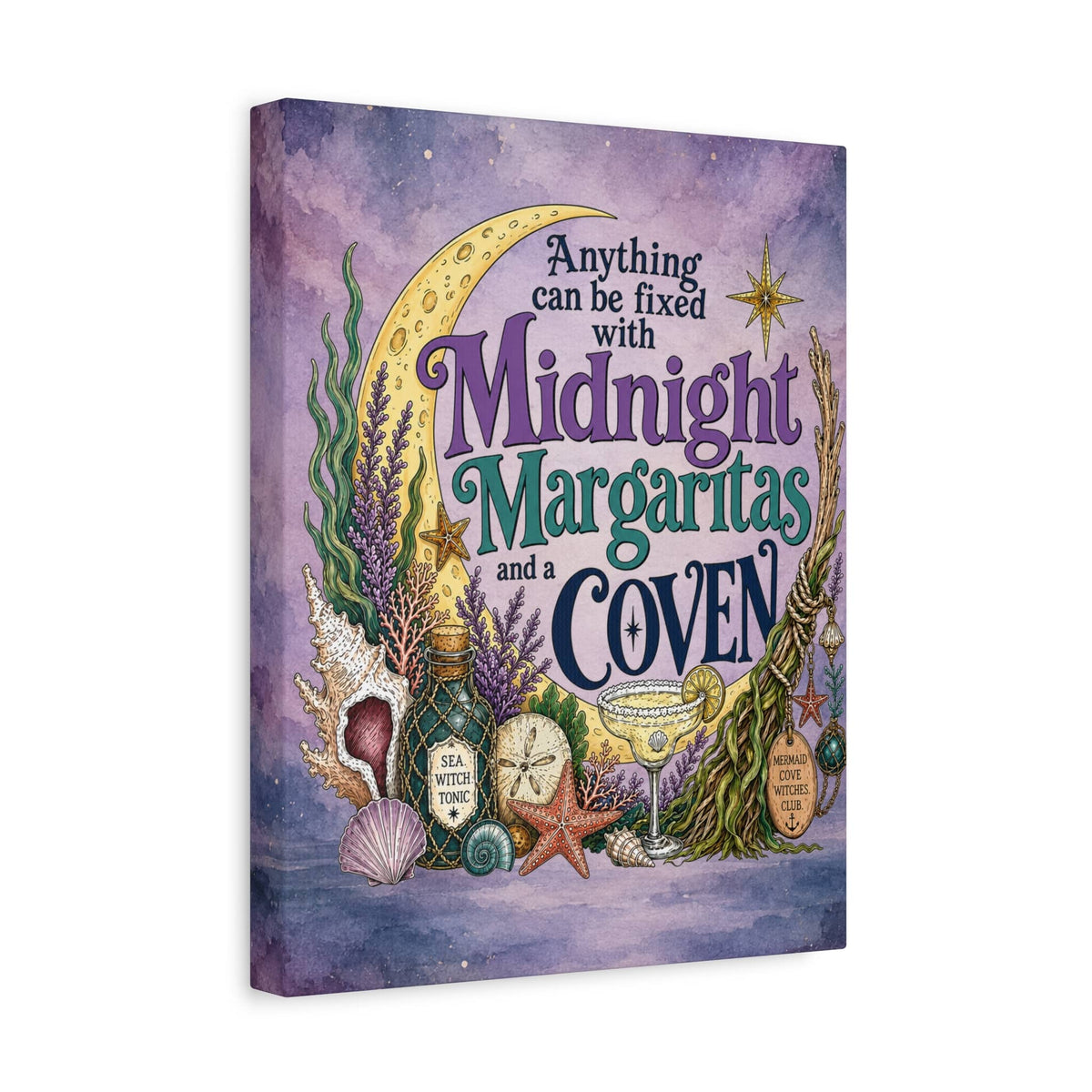 Mountains & Mermaids Midnight Margaritas & a Coven Matte Canvas Wall Art