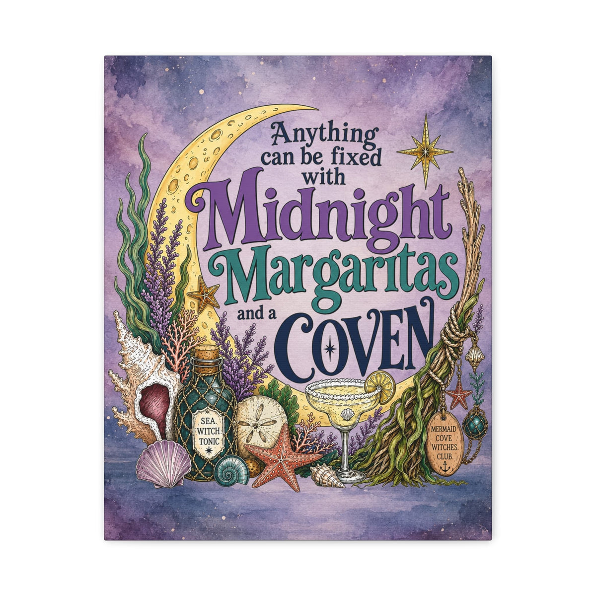 Mountains & Mermaids Midnight Margaritas & a Coven Matte Canvas Wall Art 16" x 20" (Vertical) / 1.25" 28602476775098743874