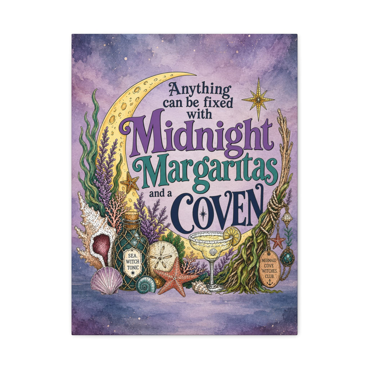 Mountains & Mermaids Midnight Margaritas & a Coven Matte Canvas Wall Art 18″ x 24″ (Vertical) / 1.25" 12218291517138432710