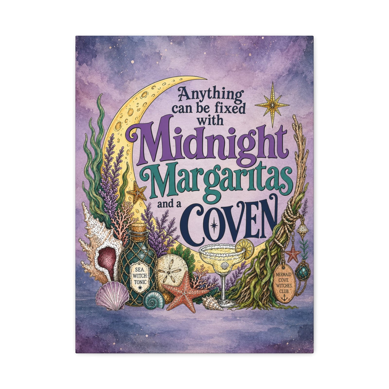 Mountains & Mermaids Midnight Margaritas & a Coven Matte Canvas Wall Art 18″ x 24″ (Vertical) / 1.25" 12218291517138432710