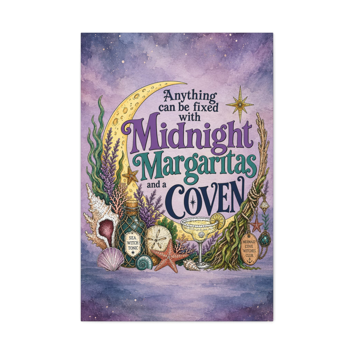 Mountains & Mermaids Midnight Margaritas & a Coven Matte Canvas Wall Art 24" x 36" (Vertical) / 1.25" 30238722713419267544