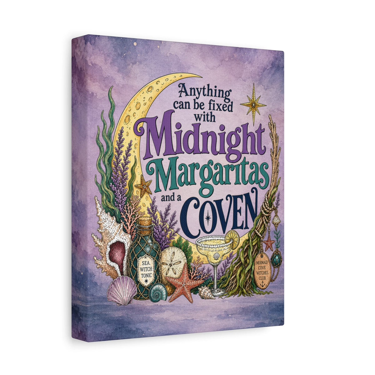 Mountains & Mermaids Midnight Margaritas & a Coven Matte Canvas Wall Art 8" x 10" (Vertical) / 1.25" 25014999899539042844