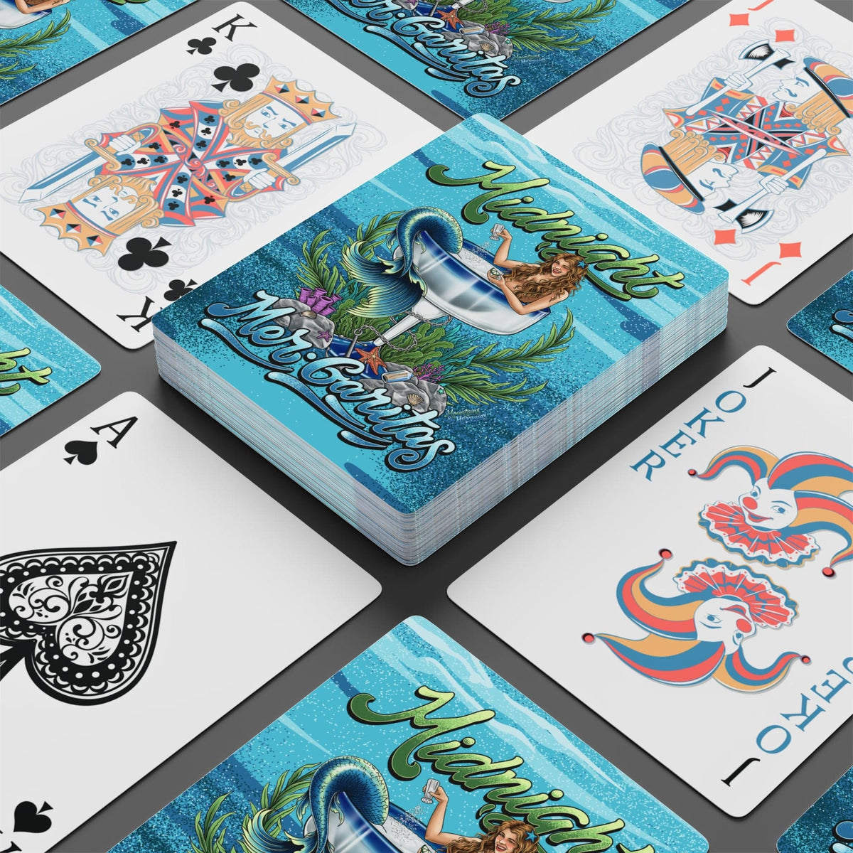 Mountains & Mermaids Midnight Mergarita Playing Cards 2.5" x 3.5" / White / Semi Glossy 16659273913575710846