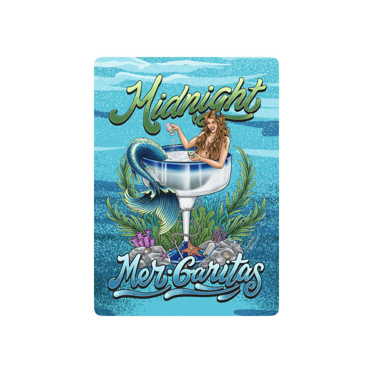 Mountains & Mermaids Midnight Mergarita Playing Cards 2.5" x 3.5" / White / Semi Glossy 16659273913575710846
