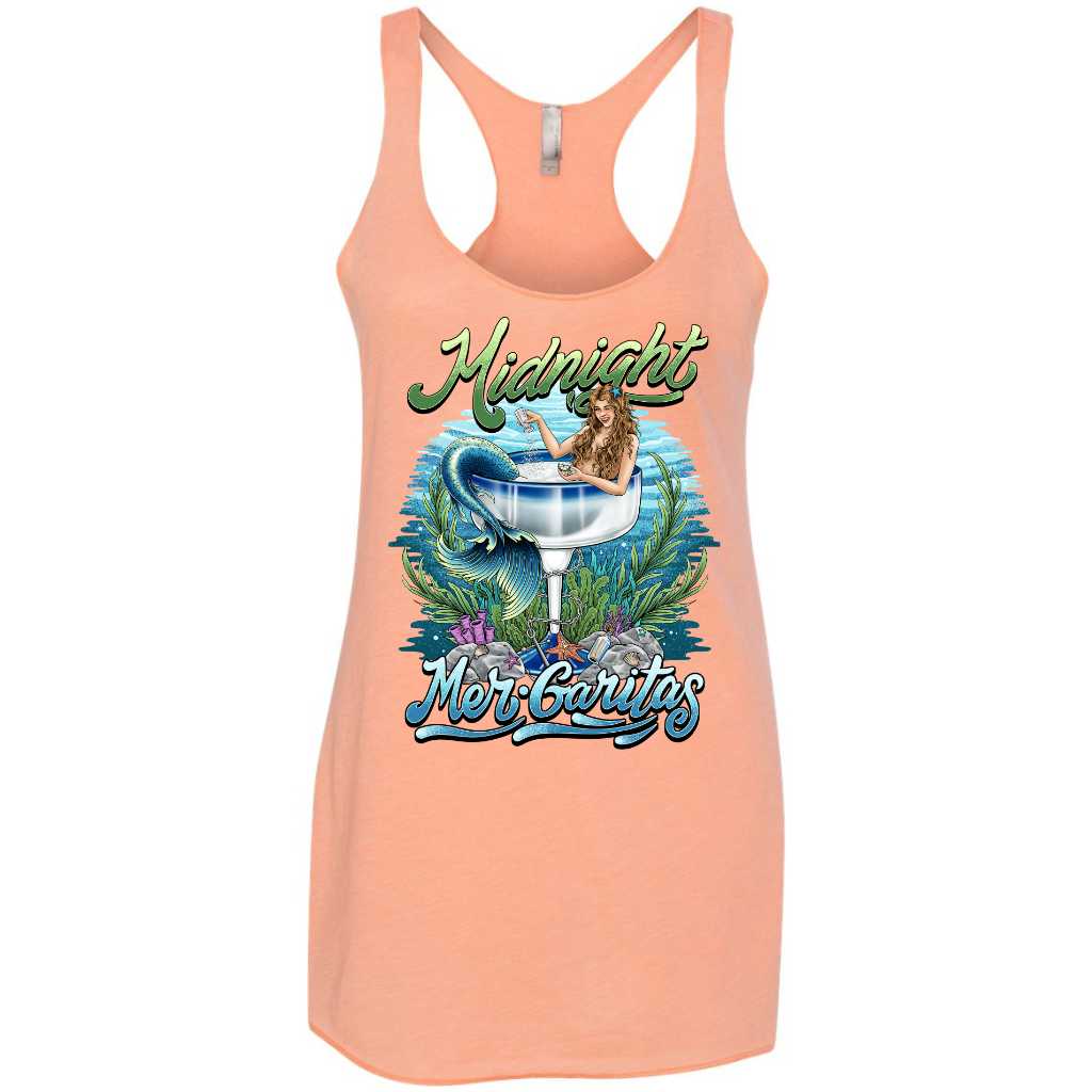 Mountains &amp; Mermaids Midnight Mergarita Racerback Tank (Peachy) Small MM3028