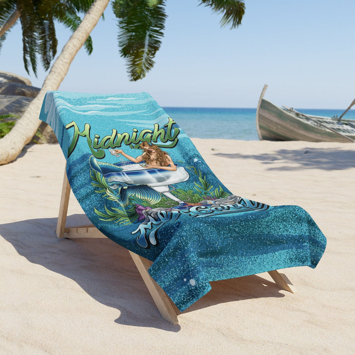 Mountains &amp; Mermaids Midnight Mergaritas Beach Towel 36&quot; × 72&quot; 53585191236381649167