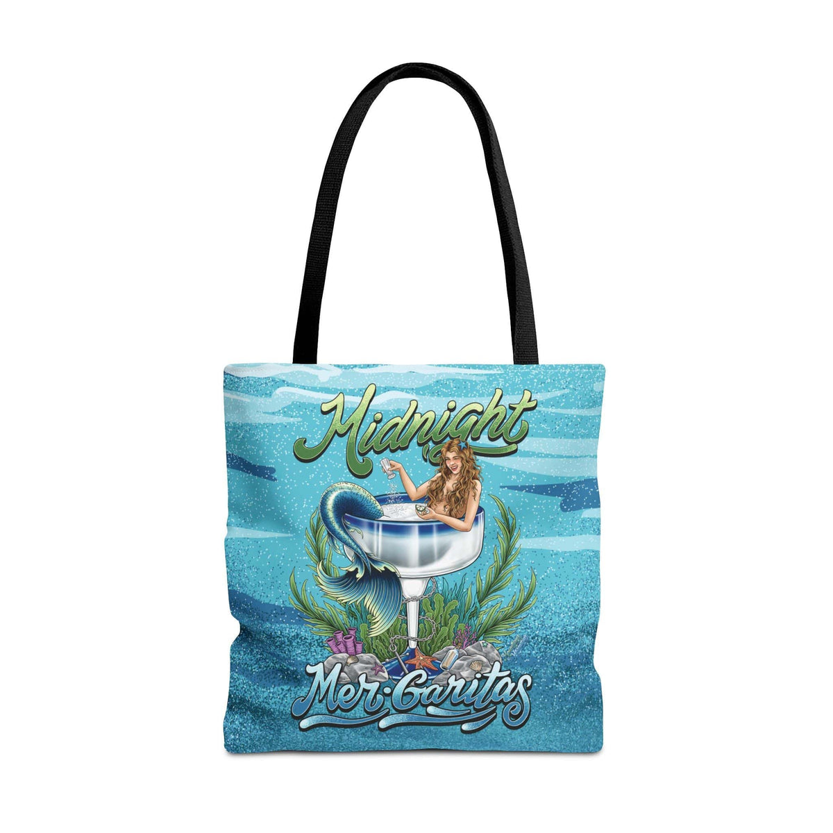 Mountains &amp; Mermaids Midnight Mergaritas Market Tote 18&quot; × 18&#39;&#39; / Black 27669997740319366618