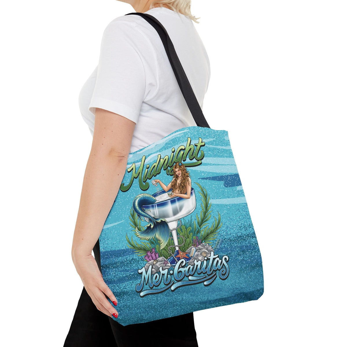 Mountains & Mermaids Midnight Mergaritas Market Tote 18" × 18'' / Black 27669997740319366618