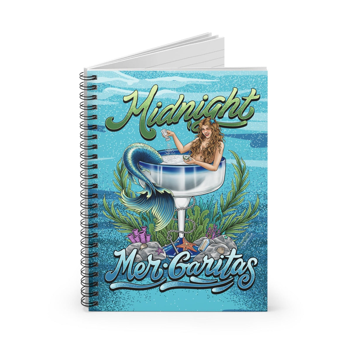 Mountains & Mermaids Midnight Mergaritas Spiral Notebook - Ruled Line One Size 27999915428047777457