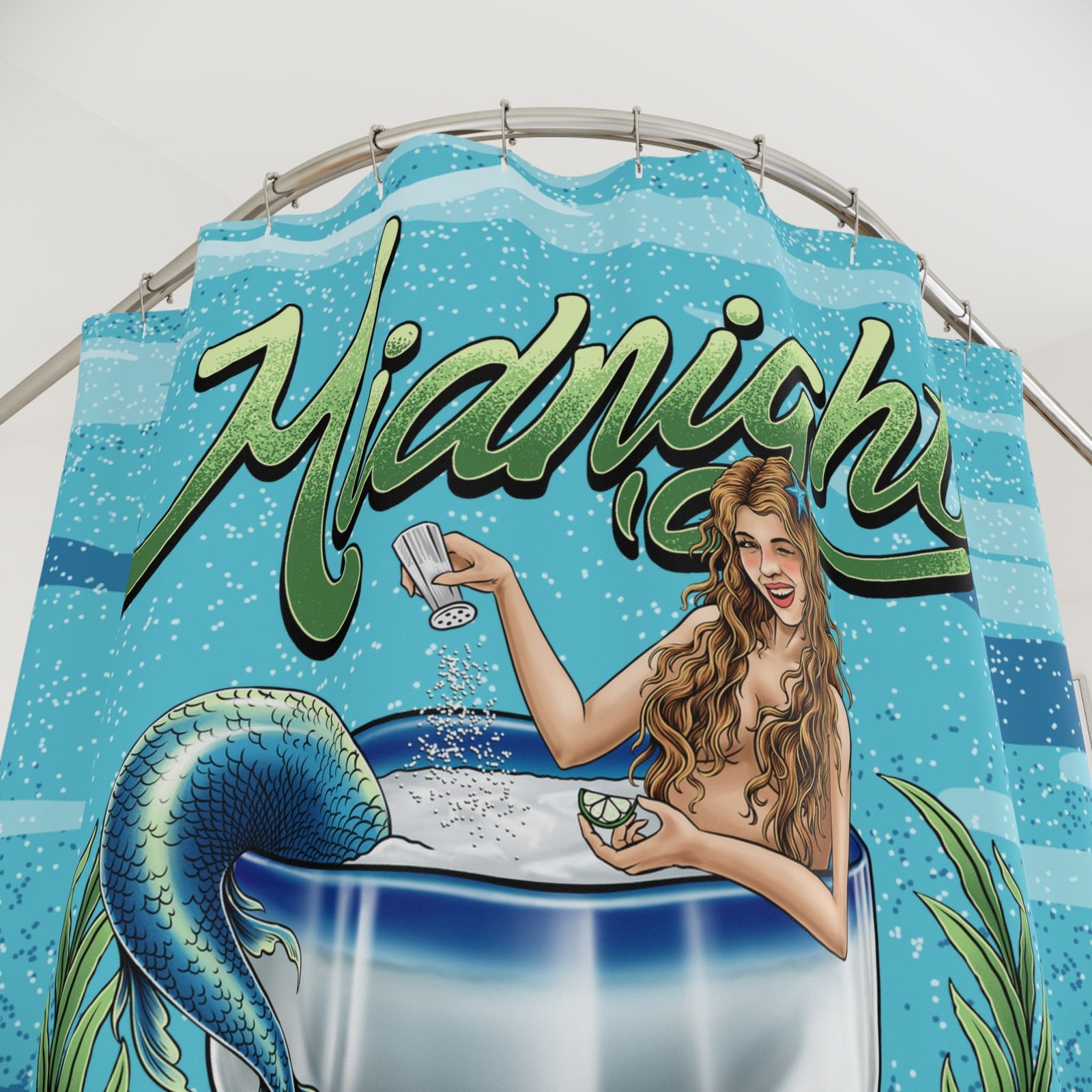 Mountains & Mermaids Midnight Mergeritas Shower Curtain 71" × 74" 69712847829947881532