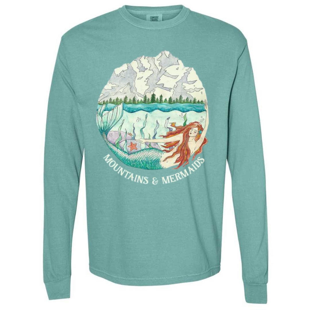 Mountains & Mermaids Mountain Mermaid Long Sleeve T-Shirt (Seafoam) Small