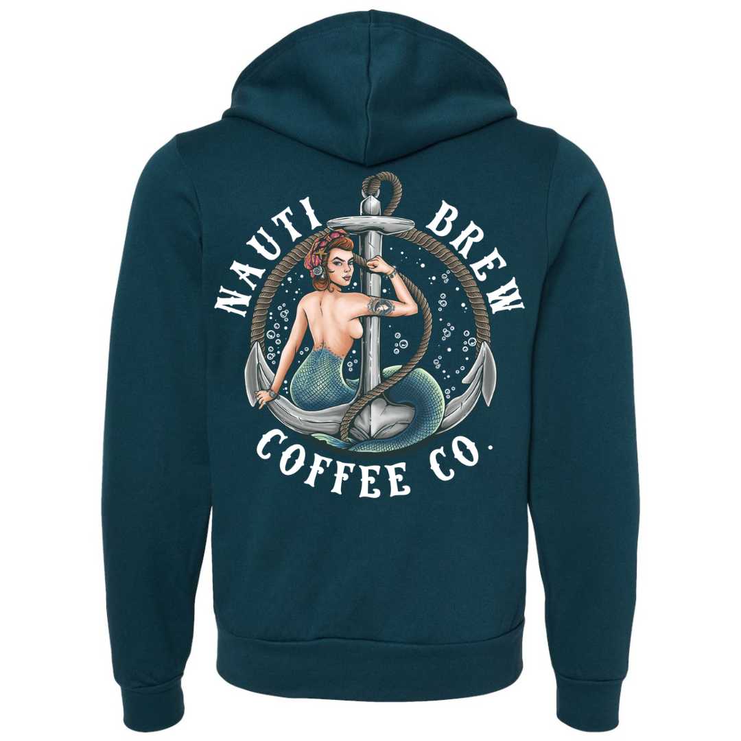 Mountains &amp; Mermaids Nauti Brew Coffee Co. Fleece Zip Hoodie (Atlantic) Small MM4353