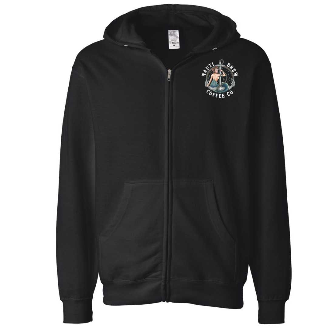 Mountains & Mermaids Nauti Brew Coffee Co. Fleece Zip Hoodie (Black) Small MM4359