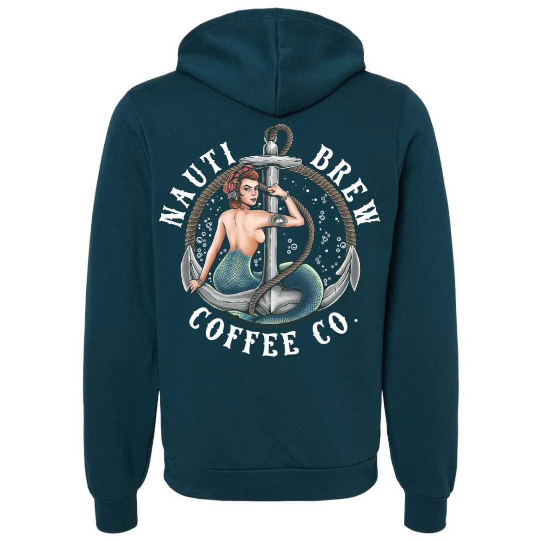 Mountains & Mermaids Nauti Brew Coffee Co Pullover Hoodie (Atlantic) Small MM1632