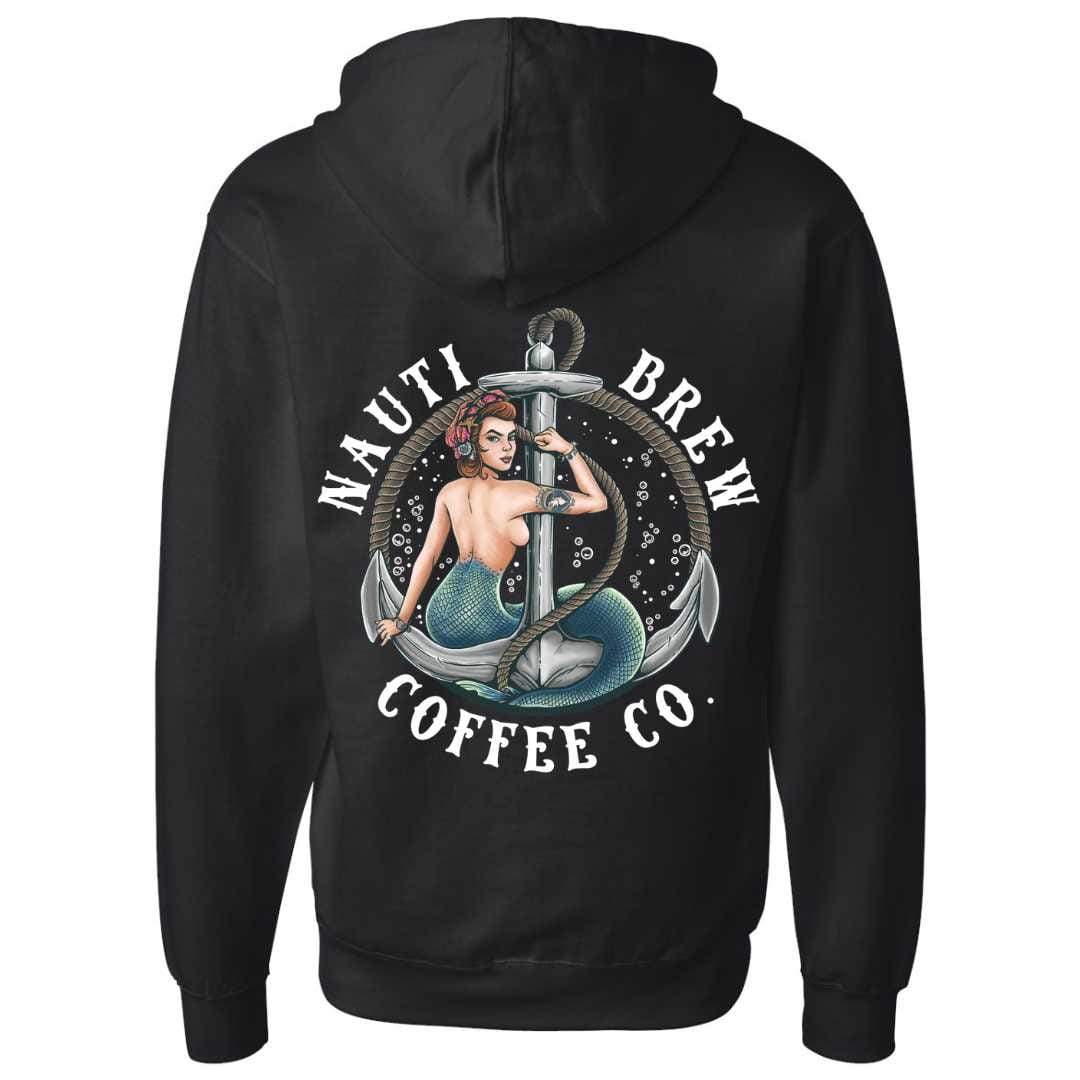Mountains &amp; Mermaids Nauti Brew Coffee Co Pullover Hoodie (Black) Small MM1632